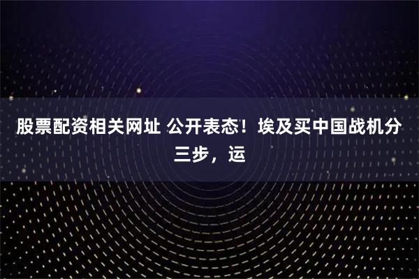 股票配资相关网址 公开表态！埃及买中国战机分三步，运